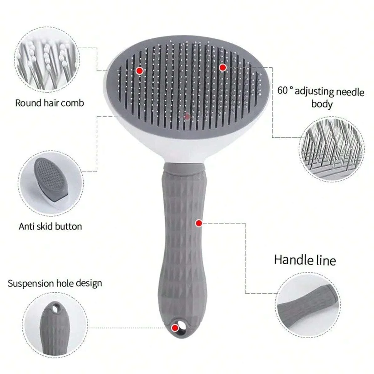 Cat Grooming Tools Cat Grooming Comb Pet Hair Removal Comb Non-Slip Stainless Steel Pet Comb - Image 4